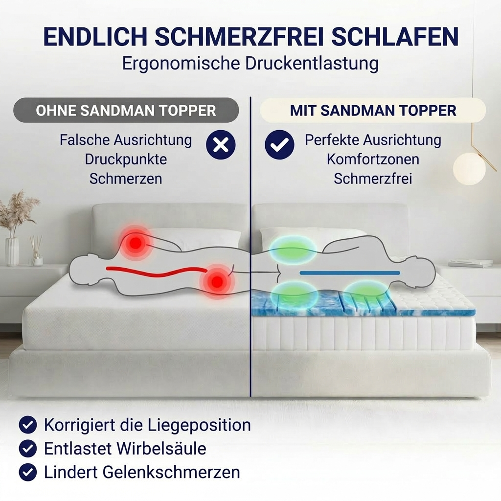 Premium Gelschaum Topper 8cm Luxus Liegekomfort mit 7 Zonen