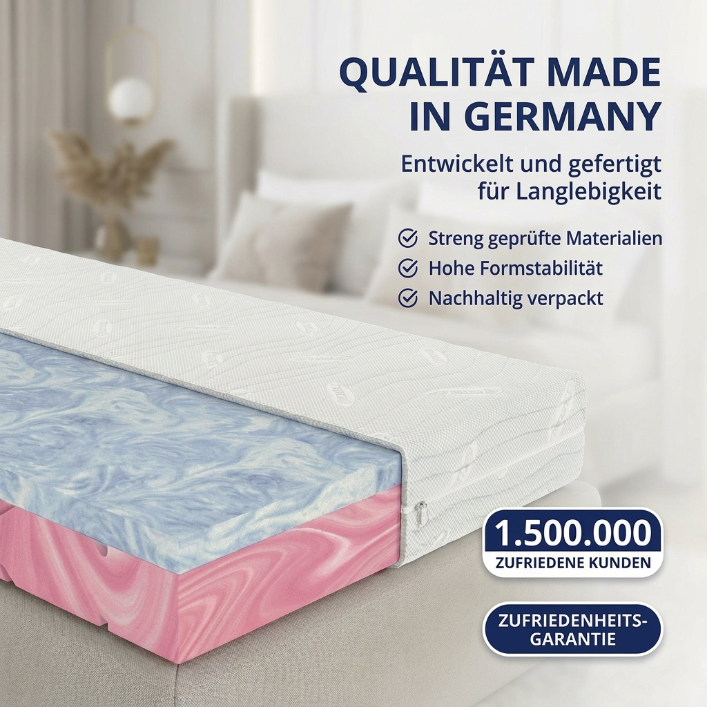 Hybridmatratze made in germany mit hoher qualitaet langlebigen materialien und gepruefter verarbeitung