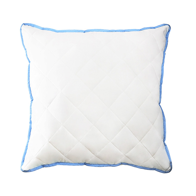 Mikrofaser Kopfkissen 80x80 mit blauer Paspel – gestepptes Kissen mit weicher Füllung für Seitenschläfer und Rückenschläfer