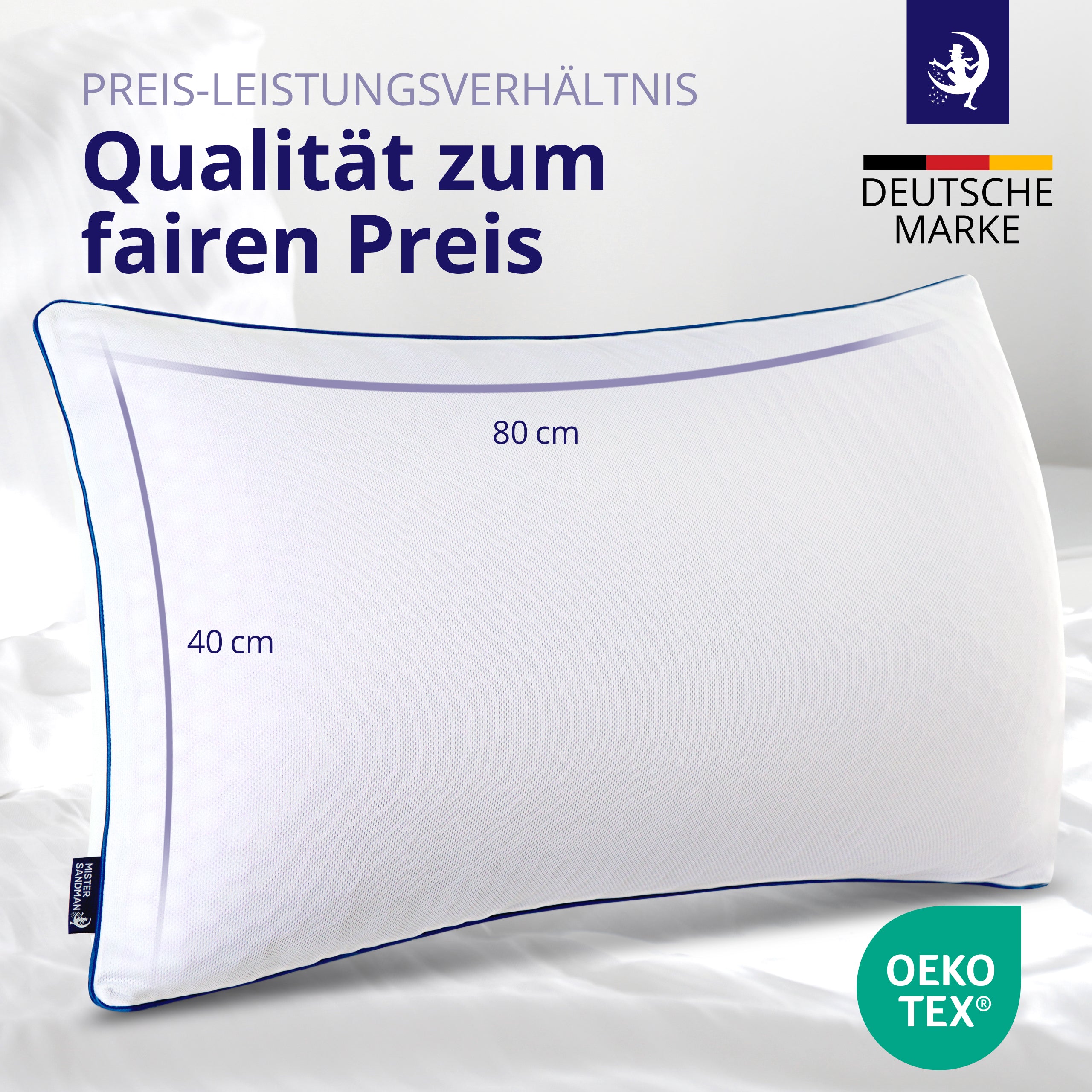 TPE Premium Kopfkissen mit Memory-flakes - 40x80cm