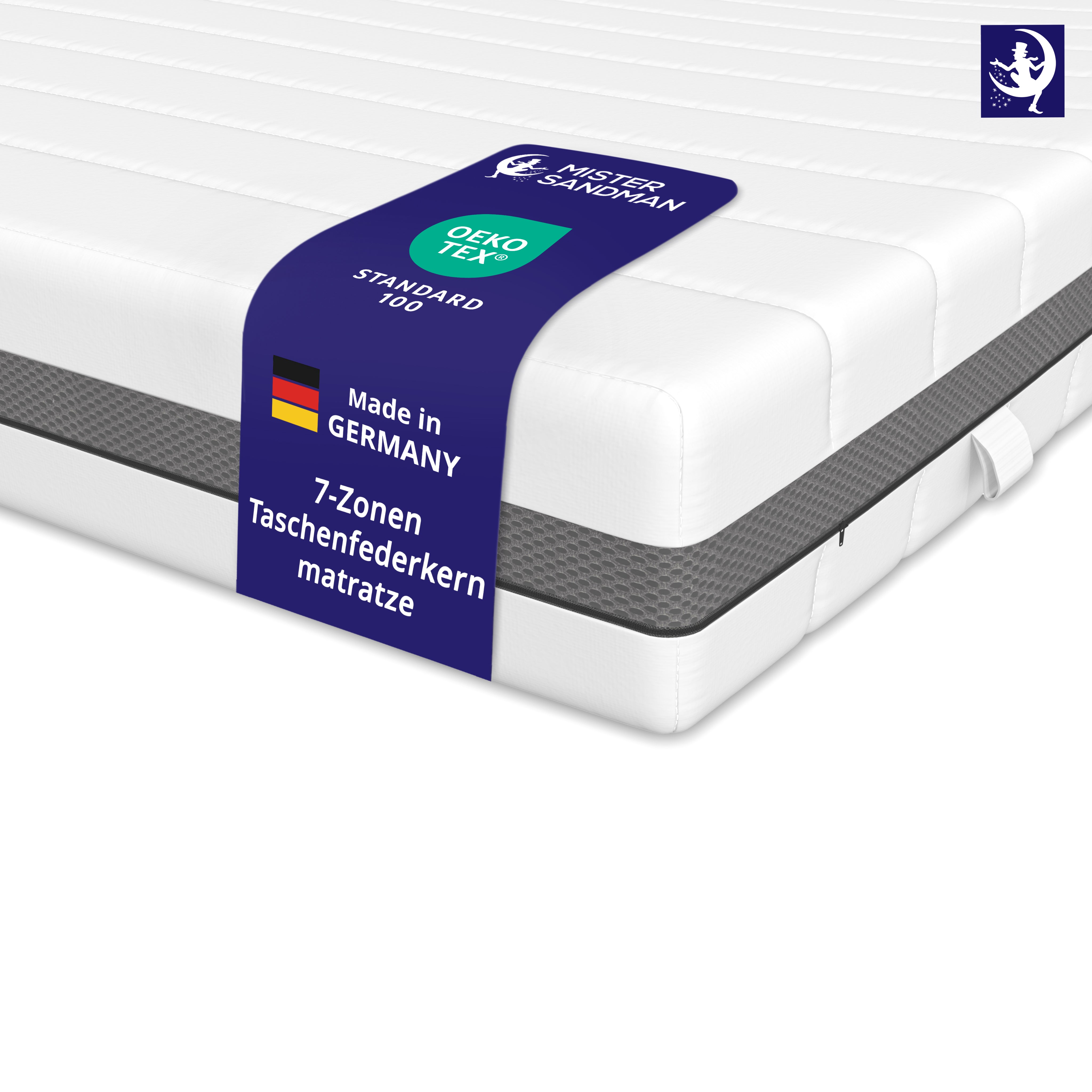 7-Zonen Taschenfederkernmatratze 24 cm hoch, Made in Germany, OEKO-TEX zertifiziert, hochwertige Kaltschaum-Polsterung