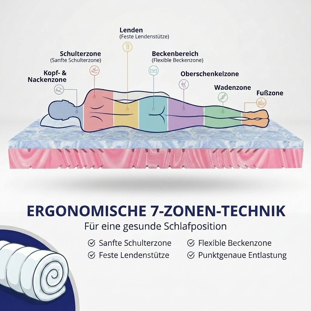 Premium Hybrid 22 – Gel & Kaltschaummatratze H2/H3 mit 7 Zonen