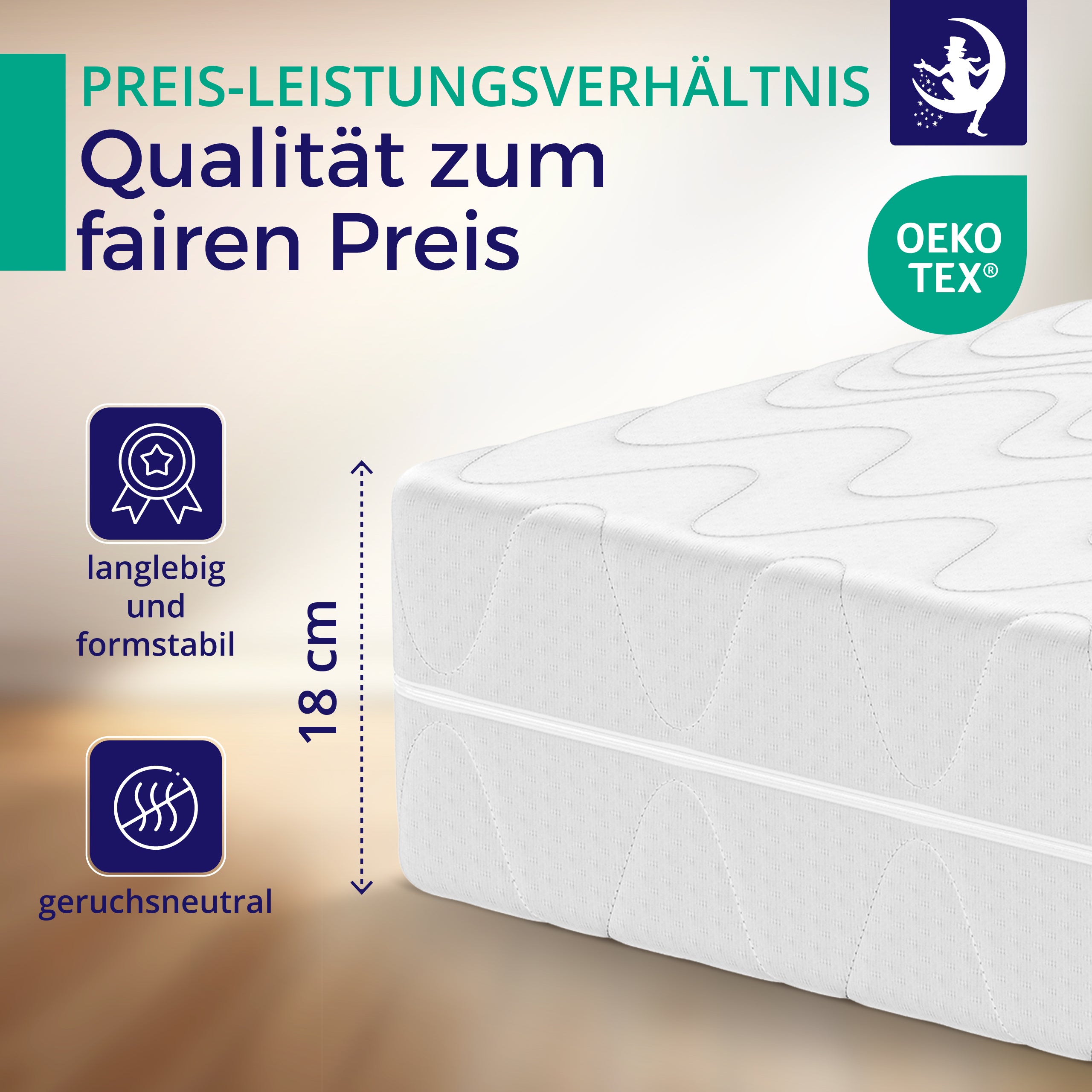 Matelas à ressorts ensachés 18cm - H2/H3 