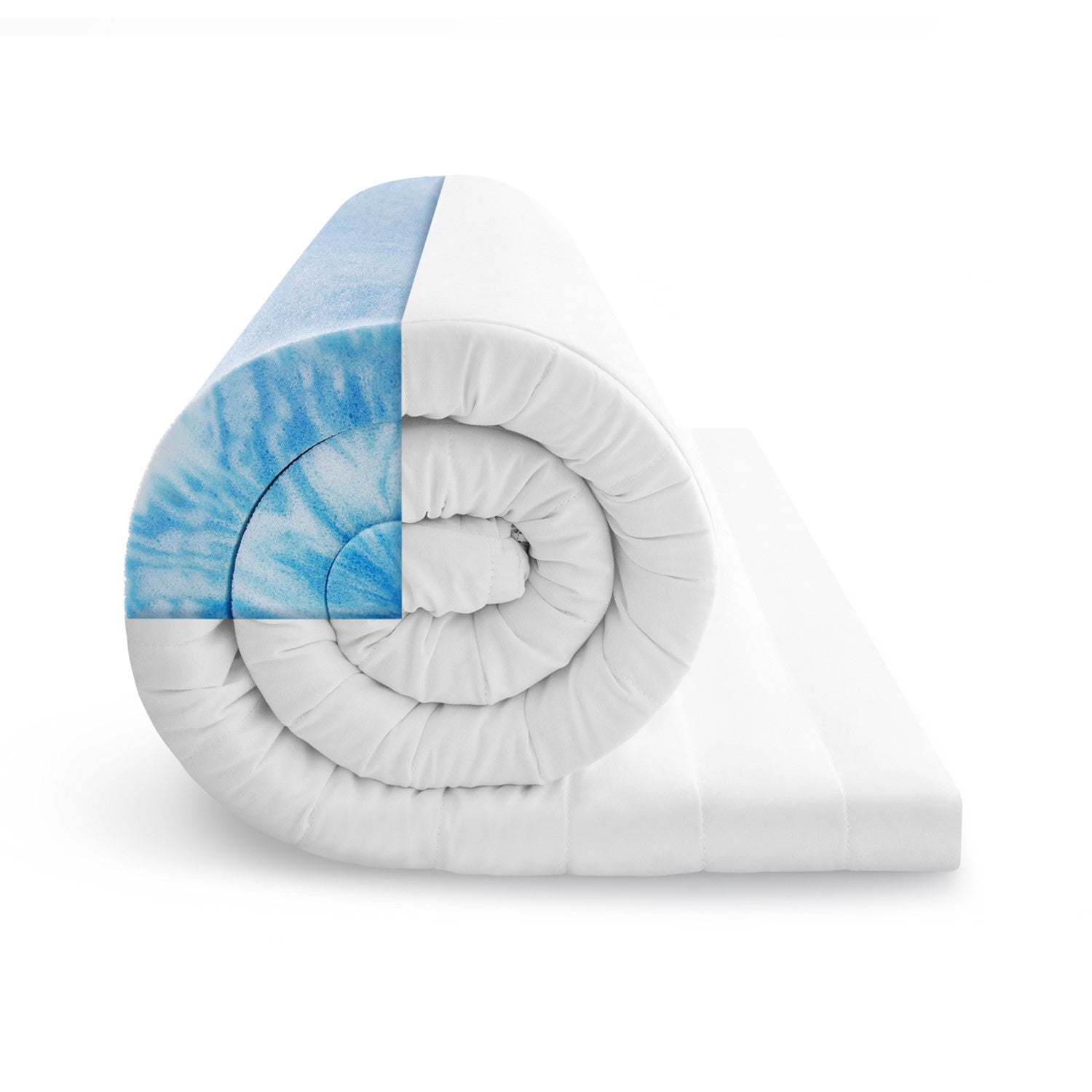 aufgerollte Ansicht des anpassungsfähigen und bewuemen Gelschaumtoppers