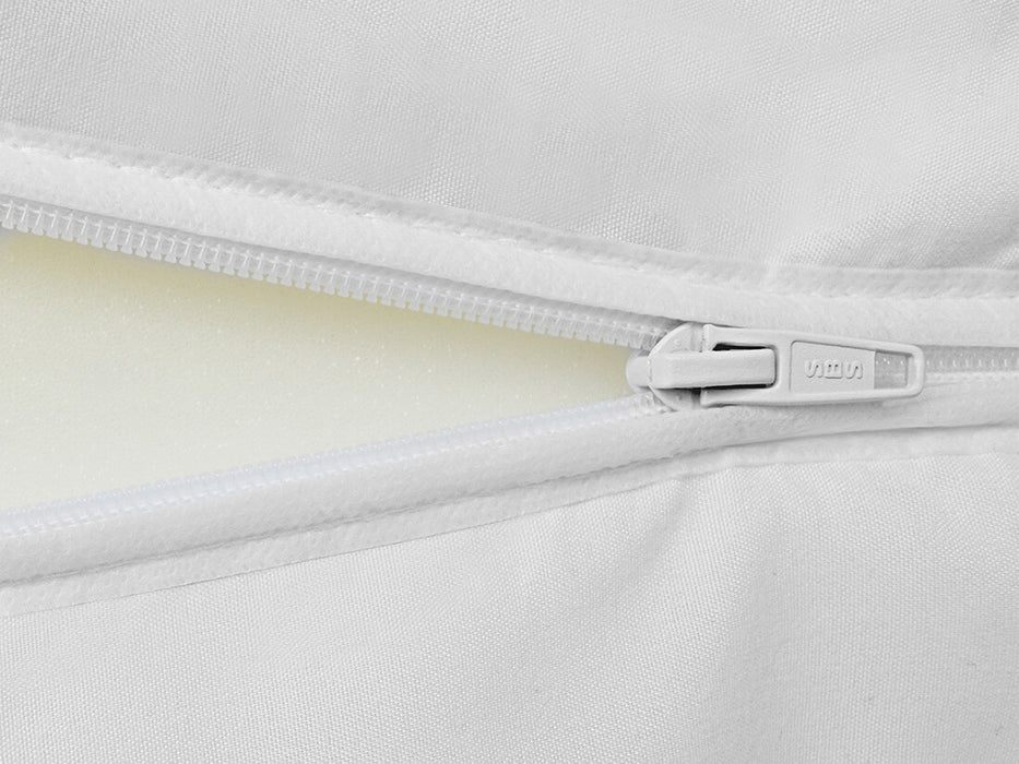Nahaufnahme Reißverschluss weiß - Rollmatratze aus Kaltschaum mit waschbarer Bezug