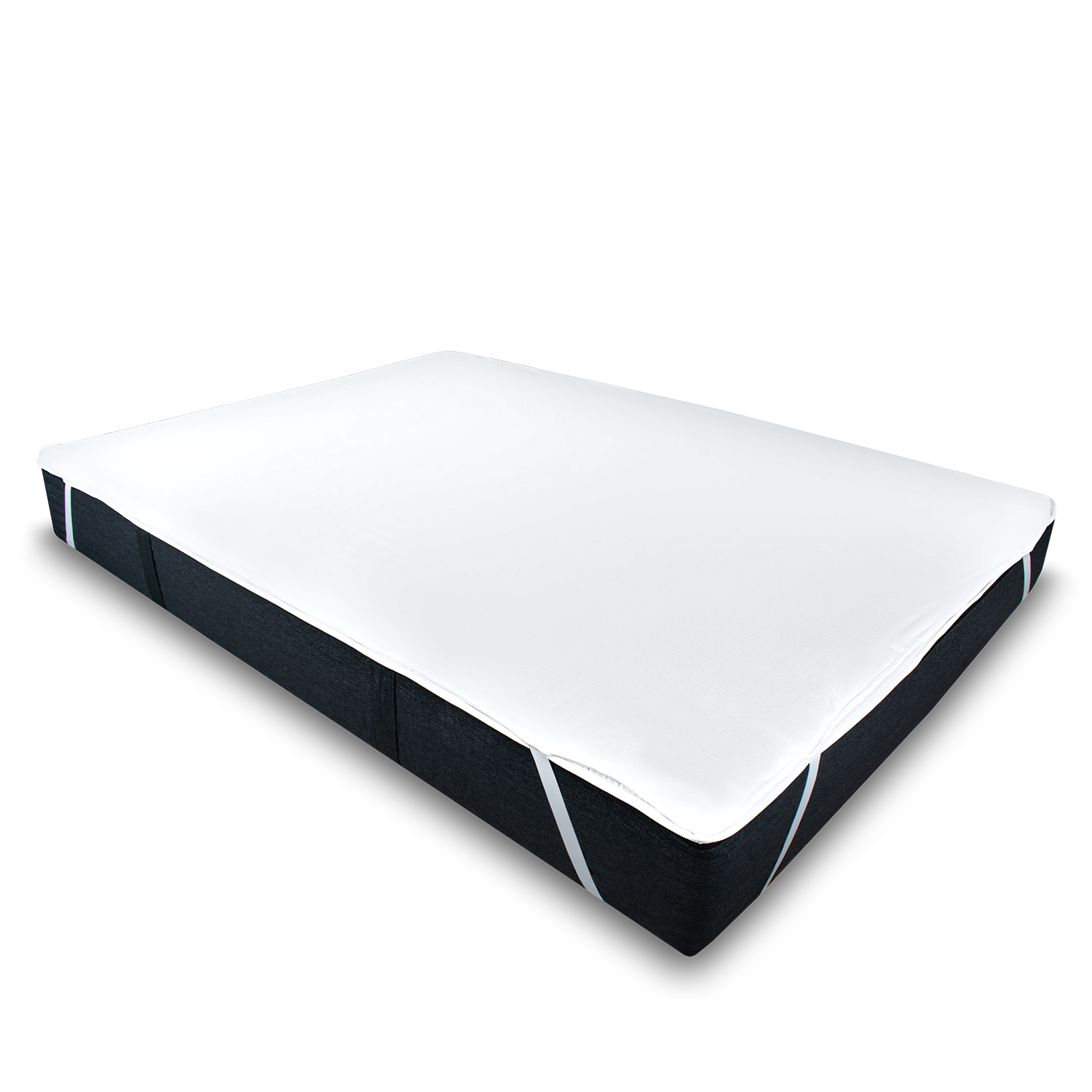 iagonale Gesamtansicht eines wasserdichten Matratzenschoners auf Matratze – rutschfest und hygienisch für optimalen Schlafkomfort